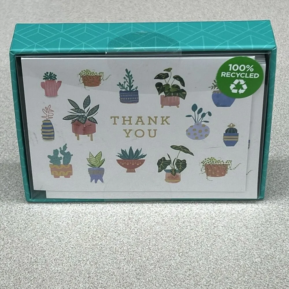 Clementine Potted Plants Thank You Cards Set of 16 Cards & Envelopes Recycled